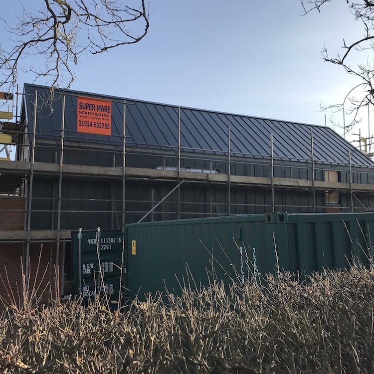Scaffolding on a residential building in Somerset