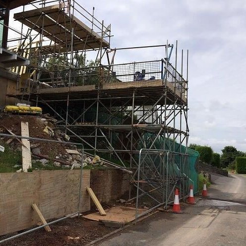 Scaffolding on a heritage building in Somerset